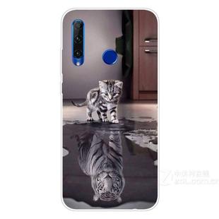 For Huawei Honor 20 Lite Coloured Drawing Pattern Highly Transparent TPU Protective Case(Cat Tiger)