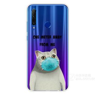 For Huawei Honor 20 Lite Coloured Drawing Pattern Highly Transparent TPU Protective Case(Mask Cat)