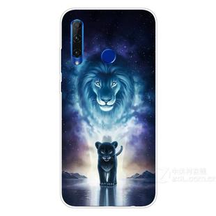 For Huawei Honor 20 Lite Coloured Drawing Pattern Highly Transparent TPU Protective Case(Lion)