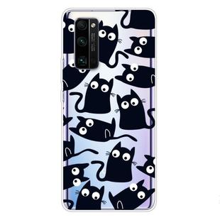 For Huawei Honor 30 Pro Coloured Drawing Pattern Highly Transparent TPU Protective Case(Black Cat)