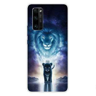 For Huawei Honor 30S Coloured Drawing Pattern Highly Transparent TPU Protective Case(Lion)