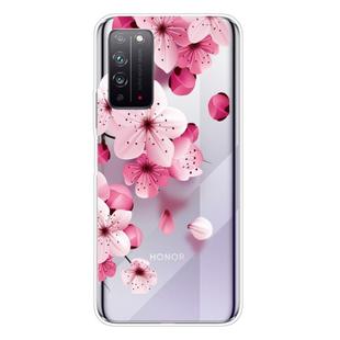For Huawei Honor X10 Coloured Drawing Pattern Highly Transparent TPU Protective Case(Cherry Blossoms)