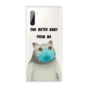 For Samsung Galaxy Note 10 Coloured Drawing Pattern Highly Transparent TPU Protective Case(Mask Cat)
