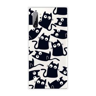 For Samsung Galaxy Note 10+ Coloured Drawing Pattern Highly Transparent TPU Protective Case(Black Cat)