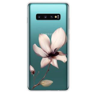 For Samsung Galaxy S10+ Coloured Drawing Pattern Highly Transparent TPU Protective Case(Lotus)