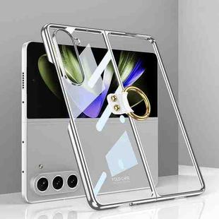For Samsung Galaxy Z Fold5 GKK Electroplating Phone Case with Ring(Silver)
