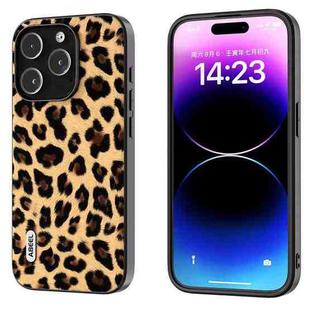 For iPhone 15 Pro Max ABEEL Black Edge Leopard Phone Case(Leopard Print)