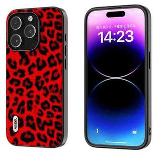 For iPhone 15 Pro ABEEL Black Edge Leopard Phone Case(Red Leopard)