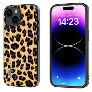 For iPhone 15 Plus ABEEL Black Edge Leopard Phone Case(Leopard Print)