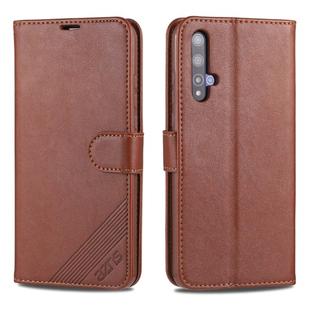 For Huawei Nova 5 / 5 Pro AZNS Sheepskin Texture Horizontal Flip Leather Case with Holder & Card Slots & Wallet(Brown)