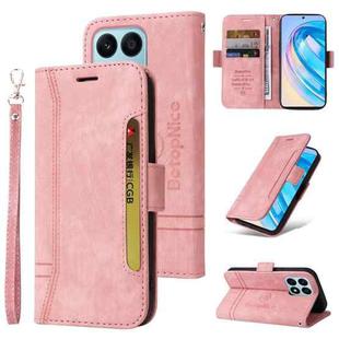 For Honor X8a 4G BETOPNICE Dual-side Buckle Leather Phone Case(Pink)