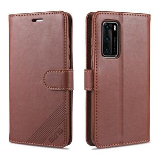 For Huawei P40 / P40 Pro AZNS Sheepskin Texture Horizontal Flip Leather Case with Holder & Card Slots & Wallet(Brown)