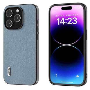 For iPhone 15 Pro ABEEL Black Edge Genuine Leather Mino Phone Case(Blue)