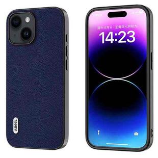 For iPhone 14 Plus ABEEL Black Edge Genuine Leather Mino Phone Case(Royal Blue)