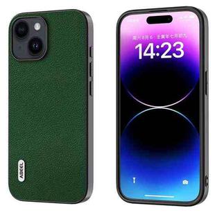 For iPhone 14 Plus ABEEL Black Edge Genuine Leather Mino Phone Case(Green)