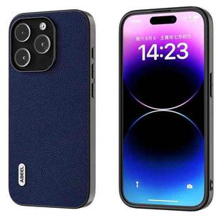 For iPhone 14 Pro Max ABEEL Black Edge Genuine Leather Mino Phone Case(Royal Blue)