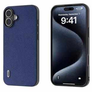 For iPhone 16 ABEEL Black Edge Genuine Leather Mino Phone Case(Royal Blue)