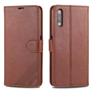 For Huawei Honor 9X AZNS Sheepskin Texture Horizontal Flip Leather Case with Holder & Card Slots & Wallet(Brown)