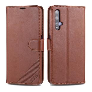 For Huawei Honor 20 AZNS Sheepskin Texture Horizontal Flip Leather Case with Holder & Card Slots & Wallet(Brown)