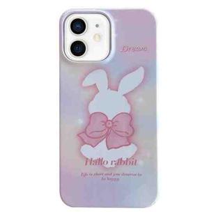 For iPhone 12 Painted Pattern PC Phone Case(Pink Bowknot Bunny)