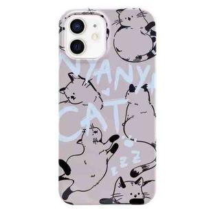For iPhone 12 Painted Pattern PC Phone Case(CATs)