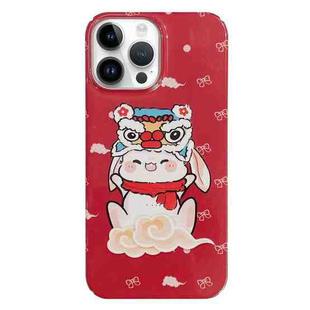 For iPhone 13 Pro Max Painted Pattern PC Phone Case(Bunny Red)