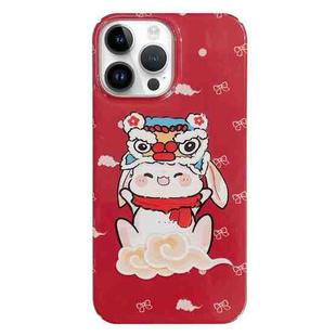 For iPhone 11 Pro Max Painted Pattern PC Phone Case(Bunny Red)