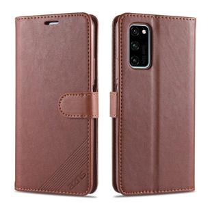 For Huawei Honor V30 AZNS Sheepskin Texture Horizontal Flip Leather Case with Holder & Card Slots & Wallet(Brown)