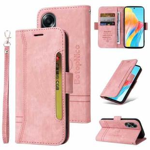 For OPPO A58 4G BETOPNICE Dual-side Buckle Leather Phone Case(Pink)