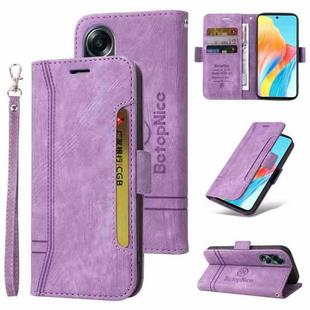 For OPPO A58 4G BETOPNICE Dual-side Buckle Leather Phone Case(Purple)