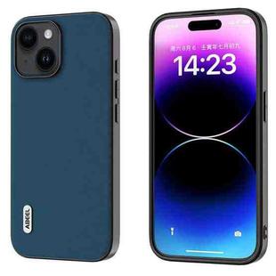 For iPhone 15 Plus ABEEL Genuine Leather Silky Soft Black Edge Phone Case(Blue)
