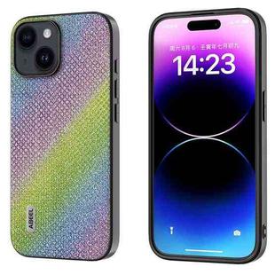 For iPhone 15 Plus ABEEL Diamond Black Edge Phone Case(Rainbow Diamond)
