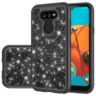 For LG K31 Glitter Powder Contrast Skin Shockproof Silicone + PC Protective Case(Black)
