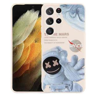 For Samsung Galaxy S21 Ultra 5G Martian Astronaut Pattern Shockproof Phone Case(White)