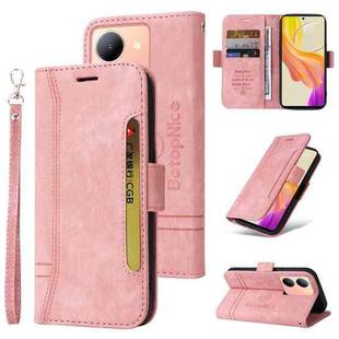 For vivo Y78 5G Global BETOPNICE Dual-side Buckle Leather Phone Case(Pink)