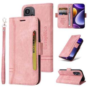 For Xiaomi Redmi Note 12 Turbo 5G BETOPNICE Dual-side Buckle Leather Phone Case(Pink)