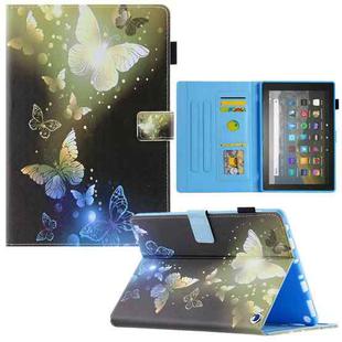 For Amazon Fire Max 11 2023 Colored Drawing Leather Smart Tablet Case(Gold Butterflies)