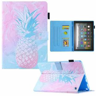 For Amazon Fire Max 11 2023 Colored Drawing Leather Smart Tablet Case(Blue Pink Pineapple)