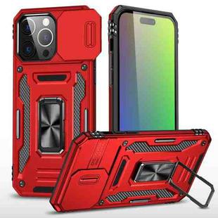 For iPhone 16 Pro Armor PC + TPU Camera Shield Phone Case(Red)