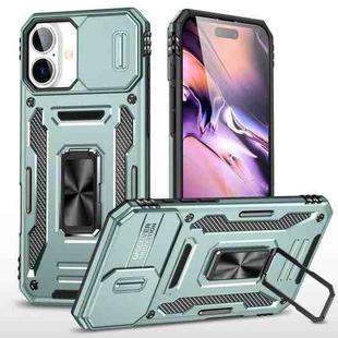 For iPhone 16 Plus Armor PC + TPU Camera Shield Phone Case(Alpine Green)