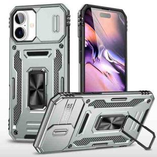 For iPhone 16 Armor PC + TPU Camera Shield Phone Case(Grey)