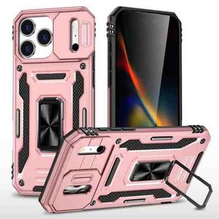 For iPhone 17 Pro Max Armor PC + TPU Camera Shield Phone Case(Rose Gold)