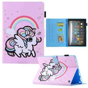 For Amazon Fire Max 11 2023 Colored Drawing Smart Leather Tablet Case(Rainbow Unicorn)