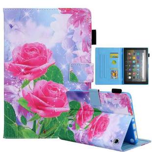 For Amazon Fire Max 11 2023 Colored Drawing Leather Smart Tablet Case(Red Rose)