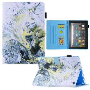 For Amazon Fire Max 11 2023 Colored Drawing Leather Smart Tablet Case(White Gold Marble)