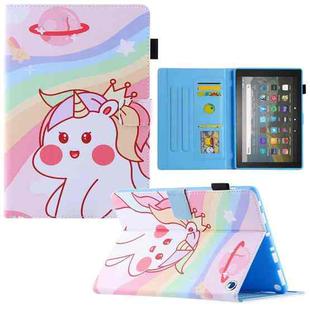 For Amazon Fire Max 11 2023 Colored Drawing Leather Smart Tablet Case(Crown Unicorns)