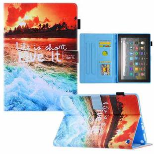 For Amazon Fire Max 11 2023 Colored Drawing Leather Smart Tablet Case(Sunset)