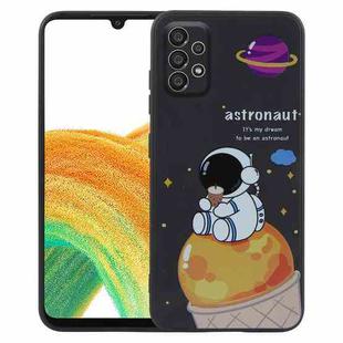 For Samsung Galaxy A33 5G Milk Tea Astronaut Pattern Liquid Silicone Phone Case(Black)