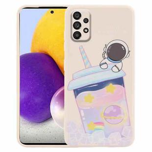 For Samsung Galaxy A72 5G / 4G Milk Tea Astronaut Pattern Liquid Silicone Phone Case(White)