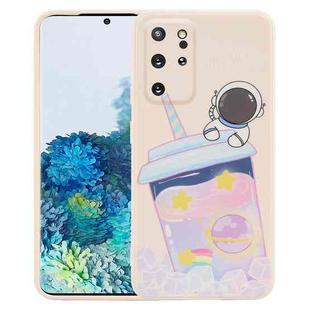 For Samsung Galaxy S20+ 5G / 4G Milk Tea Astronaut Pattern Liquid Silicone Phone Case(White)